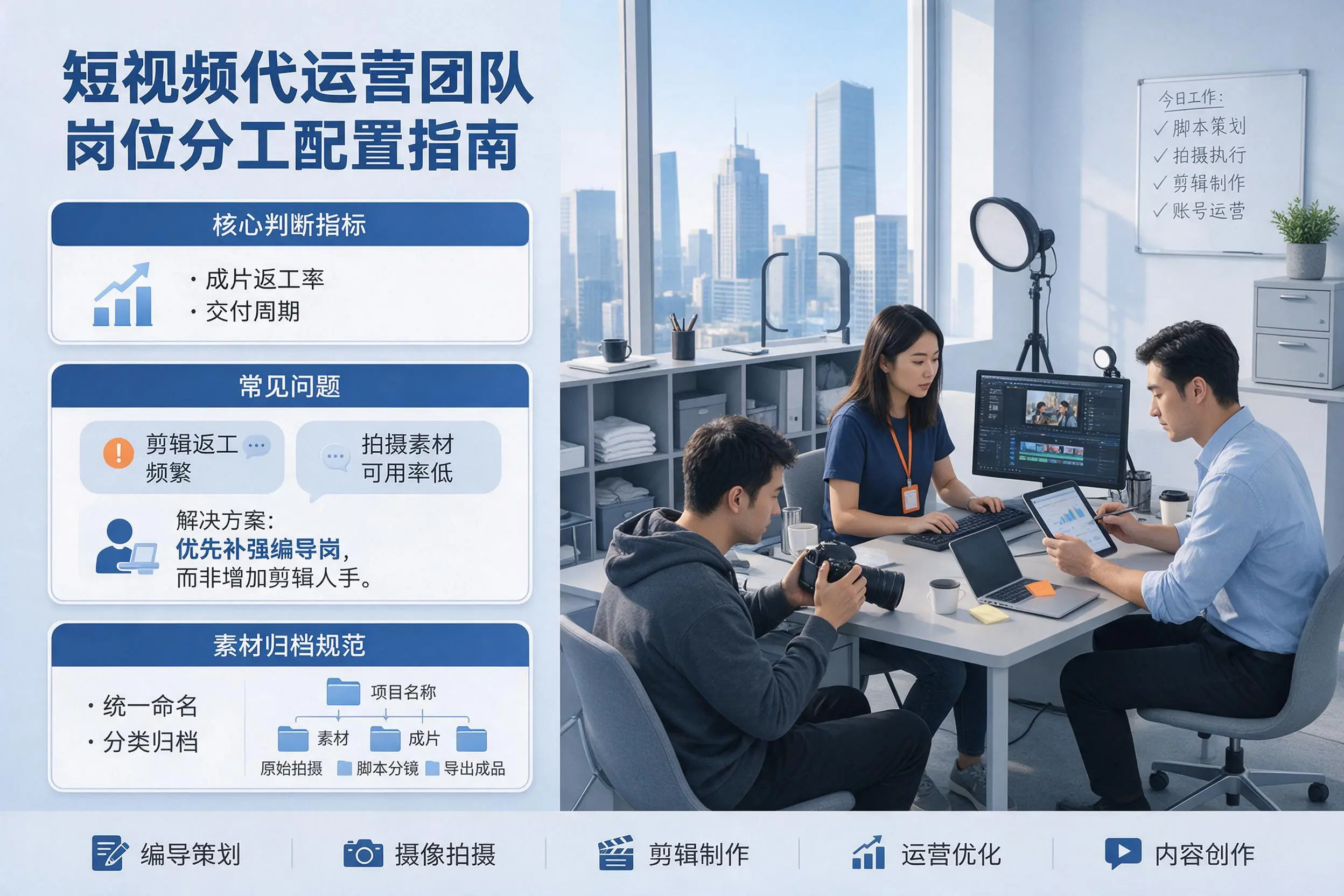 短视频代运营团队如何配置?许昌企业岗位分工科普说明